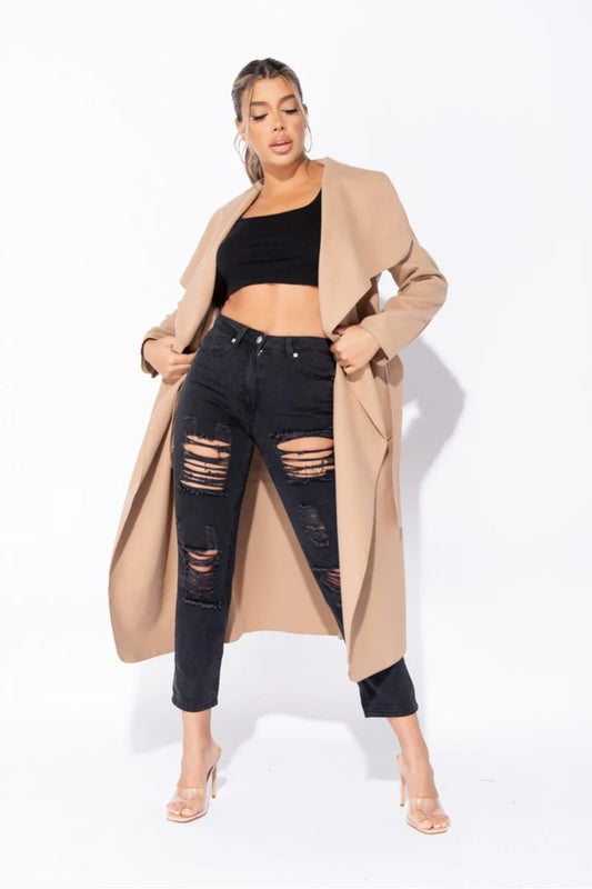 CARA Womens oversized belted coat